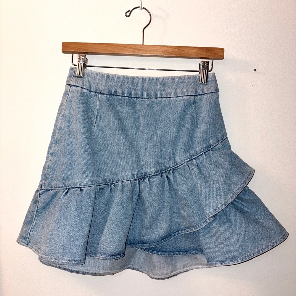 Denim Ruffle Skirt